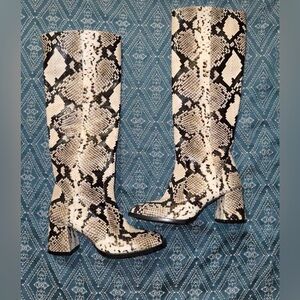 Stuart Weitzman Nola Snake-Embossed Leather Knee-High Boot